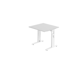 Schreibtisch C-Fu&szlig; 80x80cm Grau/Wei&szlig;