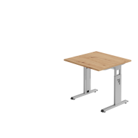 Schreibtisch C-Fuß 80x80cm Asteiche/Silber