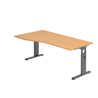 Schreibtisch C-Fuß 180x100/80cm Buche/Graphit