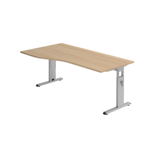 Schreibtisch C-Fuß 180x100/80cm Eiche/Silber