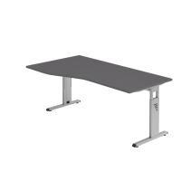Schreibtisch C-Fuß 180x100/80cm Graphit/Silbe