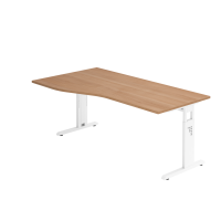 Schreibtisch C-Fuß 180x100/80cm Nussb./Weiß