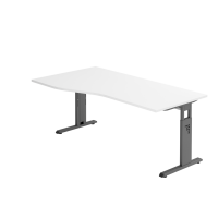 Schreibtisch C-Fuß 180x100/80cm Weiß/Graphit