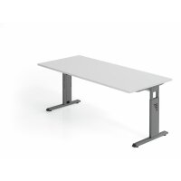 Schreibtisch C-Fuß 180x80cm Grau/G gallery