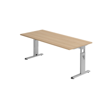 Schreibtisch C-Fuß 180x80cm Eiche/Silber