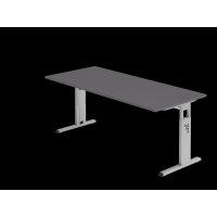 Schreibtisch C-Fu&szlig; 180x80cm Graphit/Silber