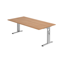 Schreibtisch C-Fuß 200x100cm Nussbaum/Silber