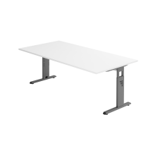 Schreibtisch C-Fuß 200x100cm Weiß/Graphit