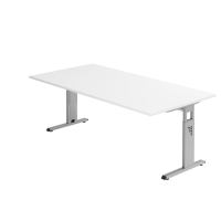 Schreibtisch C-Fuß 200x100cm Weiß/Silber
