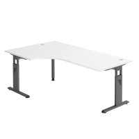 Winkeltisch C-Fuß 200x120cm 90°Wei&