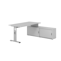 Schreibtischkombi 160x80cm, Grau/Silber