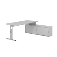 Schreibtischkombi 180x80cm, Grau/Silber