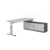 Schreibtischkombi 180x80cm, Grau/Silber gallery
