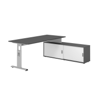Schreibtischkombi 180x80cm, Graphit/Silber