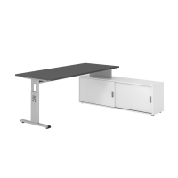 Schreibtischkombi 180x80cm, Graphit/Silber