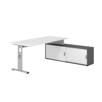 Schreibtischkombi 180x80cm, Wei&szlig;/Silber