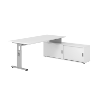 Schreibtischkombi 180x80cm, Wei&szlig;/Silber