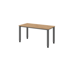 Schreibtisch 4Fuß-rd.140x67cm Asteiche/silber