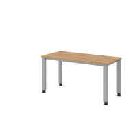 Schreibtisch 4Fuß-rd.140x67cm Asteiche/silber