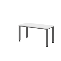 Schreibtisch 4Fuß-rd.140x67cm Weiß/silber