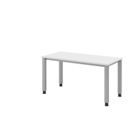 Schreibtisch 4Fuß-rd.140x67cm Weiß/silber