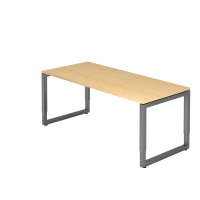 Schreibtisch O-Fu&szlig; eckig 180x80cm Ahorn/Graph