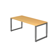 Schreibtisch O-Fuß eckig 180x80cm Buche/Graph