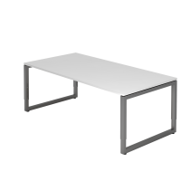 Schreibtisch O-Fuß eckig 200x100cm Weiß/Graph
