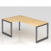 Winkeltisch O-Fu&szlig; eckig 200x120cm Ahorn/Graph