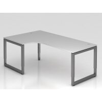 Winkeltisch O-Fu&szlig; eckig 200x120cm Grau/Graphi