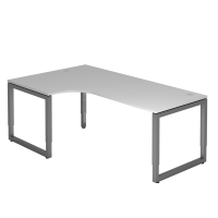Winkeltisch O-Fuß eckig 200x120cm Grau/