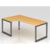 Winkeltisch O-Fu&szlig; eckig 200x120cm Buche/Graph