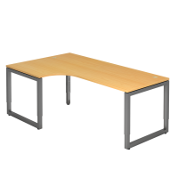 Winkeltisch O-Fuß eckig 200x120cm Buche
