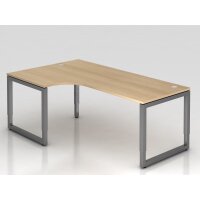 Winkeltisch O-Fu&szlig; eckig 200x120cm Eiche/Graph