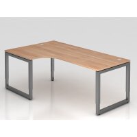 Winkeltisch O-Fu&szlig; eckig 200x120cm Nussb./Grap