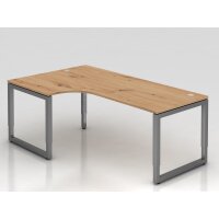 Winkeltisch O-Fu&szlig; eckig 200x120cm Asteiche/Gr
