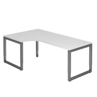 Winkeltisch O-Fuß eckig 200x120cm Wei&s