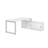 Schreibtischkombi 160x80cm, Weiß/Silber