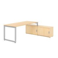 Schreibtischkombi 180x80cm, Ahorn/Silber