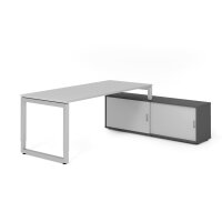 Schreibtischkombi 180x80cm, Grau/Silber gallery