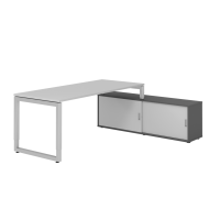 Schreibtischkombi 180x80cm, Grau/Silber