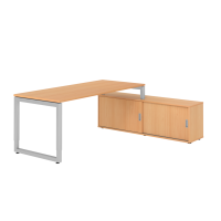 Schreibtischkombi 180x80cm, Buche/Silber
