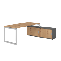 Schreibtischkombi 180x80cm, Asteiche/Silber