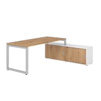 Schreibtischkombi 180x80cm, Asteiche/Silber