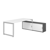 Schreibtischkombi 180x80cm, Weiß/Silber