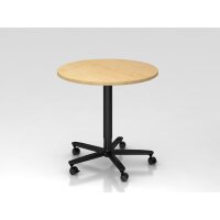 Säulenhubtisch 80cm rund Ahorn/Schw gallery