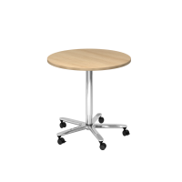 Säulenhubtisch 80cm rund Eiche/Chrom