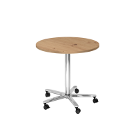Säulenhubtisch 80cm rund Asteiche/Chrom