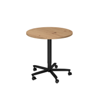 Säulenhubtisch 80cm rund Asteiche/Schwar
