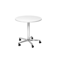 Säulenhubtisch 80cm rund Weiß/Chro
